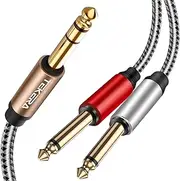 1/4 Inch TRS Stereo to Dual 1/4 Inch TS Cable, Stereo Breakout Y Cable, Nylon Jacket Gold-Plated Plug Splitter, Mono Breakout for Guitar Amplifiers Mixer Speaker, PA3590 (5m)