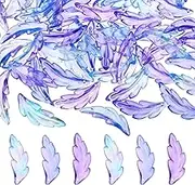 uxcell 60Pcs Acrylic Leaf Beads, 40 x 14 mm Translucent Frosted Feather Pendants Spacer Bead Charms for DIY Jewelry Making Bracelets Necklace (Blue Purple)