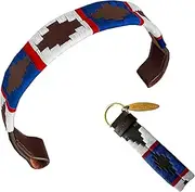 CARLOS DIAZ Designer Genuine Leather Waxed Embroidered Polo Horse Bridle Browband (Pony 14 inches)