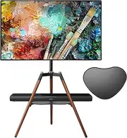 XICEN Easel TV Stand, with Tripod Base for 32-65 inch Flat Screen up to 35KG, Height Adjustable TV Stand Tripod for Living Room w Cable Ties, 140°Swivel (Black)