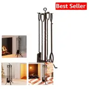 Complete 5-Piece Fireplace Tools Set with Heavy-Duty Base & Easy Installation