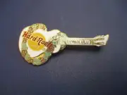HARD ROCK CAFE HONOLULU WHITE GUITAR PIN FLOWER LEI SB
