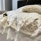 Lace Bedding Set 4 Pcs Precision Embroidery Duvet Cover Flat Sheet Pillowcases