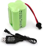 Gecoty® 4.8 V Ni-MH Battery, 2400 mAh Rechargeable AA Battery (not AAA) with SM Plug, Suitable for Remote Controlled Toys, Power Tools, Household appliances, with USB Charging Cable
