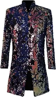 [SWJGLITTR] Men Sequins Floral Suit Jacket Elegant Blazer Prom Party Jackets Stage Party Tuxedo Dinner Suit Coat