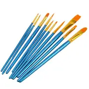 10pcs/Set Pearlescent Blue Nylon Hair Combination Brush Set Paint Makeup Brush Craft Supplies Watercolor Water Chalk Paint Brush