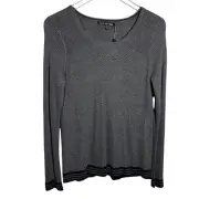 rag & bone Womens small knit sweater top charcoal nikki split-back pullover NWT