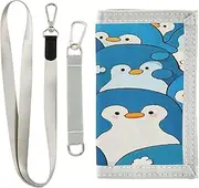 [miaozhen] Cute Cartoon Penguin trifold minimalist wallet for womens pop lighweight billfold wallet with lanyard billetera minimalista para hombre, Cute cartoon penguin, 1 size