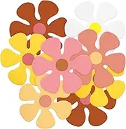 Henoyso 60 Pcs Groovy Party Decorations 70s Retro Flower Cutouts Daisy Decor Hippie Paper Cutouts for 60s 70s 80s One Two Groovy Birthday Party DIY Wall Office Home(Groovy Color,4.33 Inch)