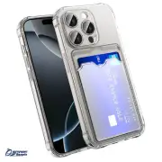 Clear Card Holder Photo Slot Bumper TPU Case Cover For iPhone 16 Pro Max Plus 15