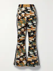 [P.E NATION] P.E NATION - Chicane Grosgrain-trimmed Camouflage-print Recycled Flared Ski Pants - Army green - large large Green
