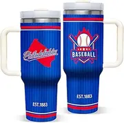 Pkihgxa City Tumbler Cup, Baseball Gifts for Men Women - 40 OZ Insulated Stainless Steel Coffee Travel Mug with Lid Straw and Handle