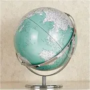 Globe Desktop World with Blue Ocean and Metal Stand - 14.9 Inch Educational for Home and Office Decor