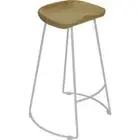 Massey Kitchen Barstools Modern Stool Timber Saddle Oak Seat White Metal Frame