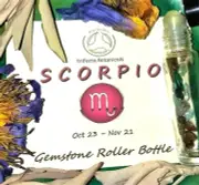 SCORPIO Zodiac Roller Bottle Crystal Set for Essential Oil Astrology Wicca Gift