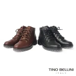 【TINO BELLINI 貝里尼】義大利進口帥勁休閒牛皮綁帶短筒靴FWMO0010(黑)