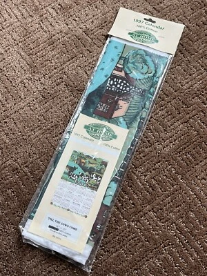 NEW NOS Vtg 1997 100% Cotton Calendar Kitchen Farm House Jersey Cows