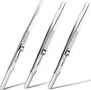 Honoson 3 Pack Diamond Tweezers Gem Stone Jewelry Locking Tweezers Stainless Steel Diamond Claw Holder Beads Ball Grabber Jewelers Pick up Tool Tongs for Jewelry Making(Straight Pointed Tip)