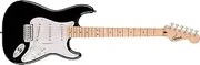 Squier by Fender Sonic Stratocaster Electric Guitar, Maple Fingerboard, White Pickguard, Black, Comes with Free Virtual Lessons