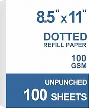 Unpunched Refills Paper, Letter Size Loose Leaf Paper for Ring Binder/Discbound Notebook Planner Inserts, 100 Sheets/200 Pages, White, Dot Grid, 8.5 X 11 Inch