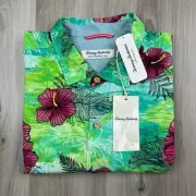 Tommy Bahama Veracruz Cay Fresco Blooms Camp Shirt Spectra Green Men L Large NEW
