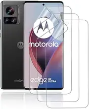 [HonJenSeoa] Screen Protector for Motorola Edge 30 Ultra, Pack of 3, Soft TPU Hydrogel Screen Protector with Positioning Aid, Fingerprint ID Support, Scratch-Resistant, No Bubbles