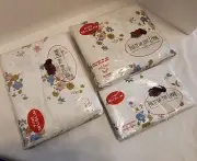 Fruit Of The Loom Floral Muslin Pillowcases Fitted Flat Double Sheet Set VINTAGE