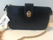 NWT Coach Metallic Leather Turnlock Crossbody 41329 in Metallic Blue/Gold $175