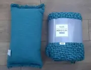 DUNELM ~ Freya ~ Teal Chunky Knit Throw ~ 130 x 180cm + Matching Cushion ~ NEW!