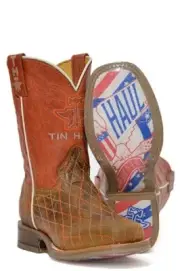 New! Youth kids Tin Haul 'CROSSED' COWBOY BOOTS w/ Bald eagle sole in 8 SIZES!