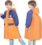[Fewlby] Children's Rain Poncho Rain Cape Girls Boys Raincoat Waterproof Rain Jackets with Backpack Cover Toddler Outdoor Rainwear with Portable Bag 5-12 Years