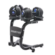 PowerTrain 48kg Blue Adjustable Dumbbell Set With Stand