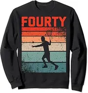 [X.Style] 40th Birthday Retro Tennis 40 Years Old Man Women Sweatshirt ds690 Sweater (M) Black