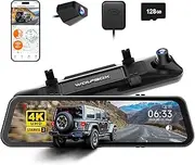 WOLFBOX G900 PRO, 12-inch Mirror Dash Cam with STARVIS 2 IMX678, Front 4K and Rear 2.5K Recording. Includes a 128GB Card, Voice Control, 5.8GHz WiFi, Loop Recording, G-Sensor & GPS