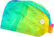 [WOSHJIUK] Working Hat 2 Pack Scrub Caps for Women,Colorful Tropical Tree Sunset,Tie Back Cap Adjustable Scrub Hat