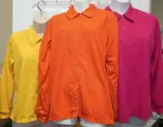 SNAP FRONT LONG SLEEVE DANCE SHIRT Stretch Unisex Citrus Colors Gold/Orng/Rasb