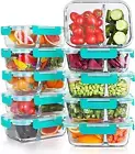 10 Packs 30Oz Glass Meal Prep Containers 2 Compartments Glass Food Storage Green
