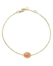 Coral Oval Bracelet in 14K Yellow Gold