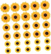 [Generic] 30pcs Resin Daisy Sunflower Pendant DIY Sunflower Necklace Earrings Hair Accessories Keychain Accessories Gold Charms for Jewelry Making Hoop Earrings Women Beads Honey Leaf Orange
