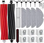 [Rrochio] Accessories for roborock S8 Pro Ultra, 23 Pieces Replacement Parts for Robot Vacuum Cleaner with 2 Main Brushes, 2 HEPA Filters, 4 Wipes, 6 Dust Bags, 6 Side Brushes, 1 Brush Roll Accessory