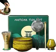 Matcha Whisk Set, 5-Piece Matcha Kit, Matcha Bowl and Whisk Set, Matcha Tea Set, Matcha Set for Home, Matcha Set for Friends, Matcha Kit for Family, Traditional Matcha Whisk, Ceramic Matcha Bowl Set