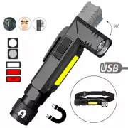 Waterproof LED Flashlight 90° Angle USB Rechargeable Torch Outdoor Camping Lamp