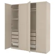 PAX / FLISBERGET wardrobe combination, grey-beige/light beige, 200x60x236 cm