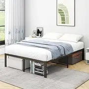 VERFARM 14 Inch Double Size Bed Frame, Heavy Duty Metal Platform Double Bed Frame, No Box Spring Needed, Noise-Free, Easy Assembly, Black, Double