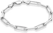 [Miabella] Solid 925 Sterling Silver Italian 5mm Paperclip Link Chain Bracelet for Women Men, Made in Italy