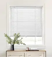 LazBlinds Cordless 1" Aluminum Horizontal Mini Blinds, Light Filtering Blinds for Windows, Blinds & Shades for Window Size 25'' W x 48'' H, White
