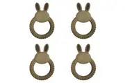 4x Urban Bunny 11cm Silicone Teether Ring Baby Teething Chew Toy Round Green