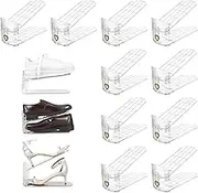 HOFURME 10 Pack Shoe Slots Organizer for Closet, Transparent PET Shoe Stackers for a Pair of Shoes, Adjustable Shoes Rack Holder with Double Layer Design(10.7" x 3.9" x 4.8")
