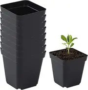 Plant Starter Pots - Black Square Seedling Cups, 50pcs Starter Pots, Starter Plant Pots | Seedling Pots with Drainage Holes for Vegetables Plants Seedlings