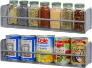 Wall Mounted Spice Rack Silver Set of 2